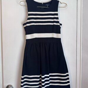 Madewell Navy and White Striped Sleeveless Fit-and-Flare Mini Dress